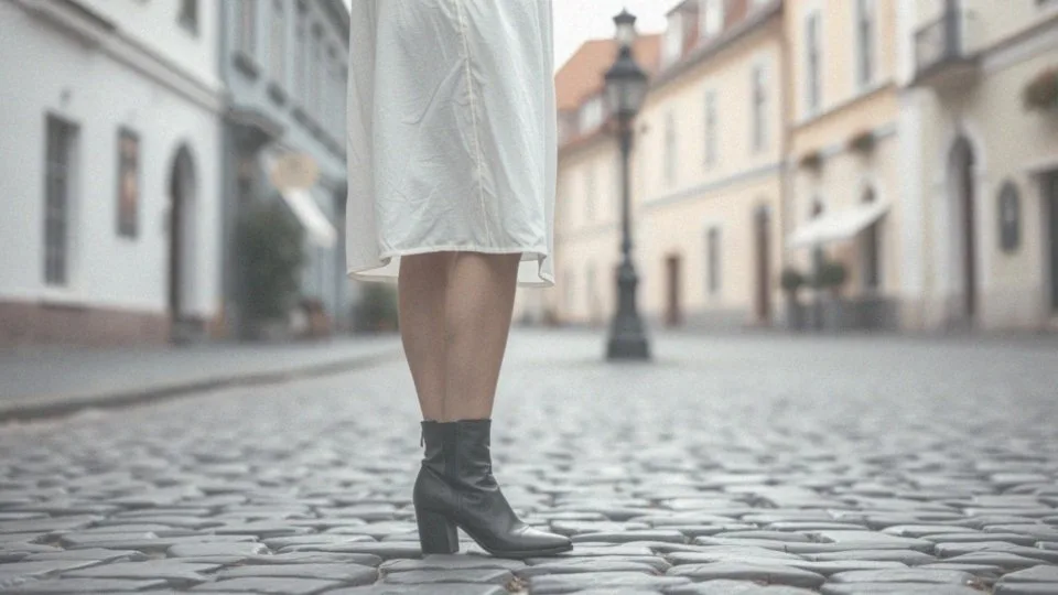 Jak czarne buty wzbogacają stylizację z białą sukienką?